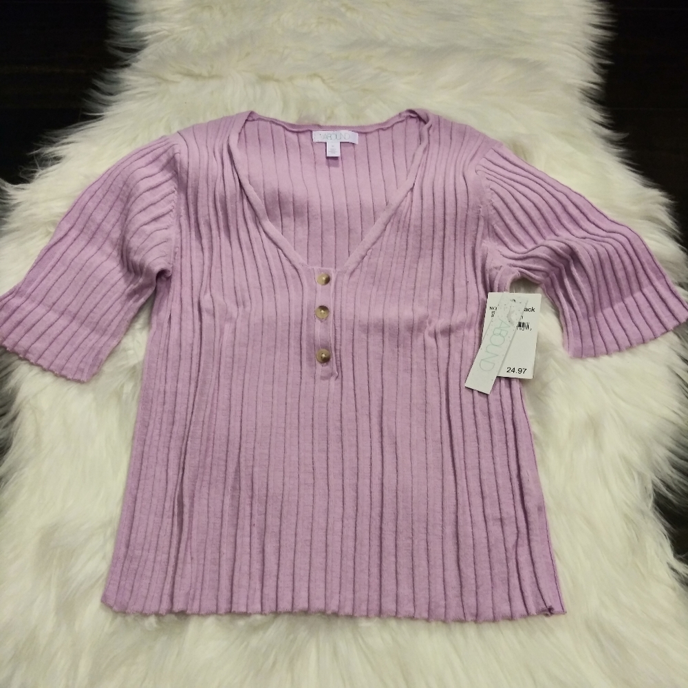 Purple Cropped Ribbed Sweater
